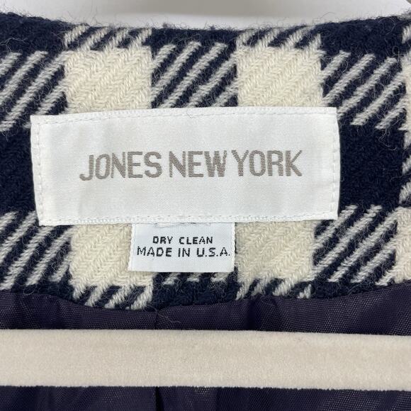 Jones New York Size 2X Double Breasted Blazer 100% WOOL Navy Blue Gold Buttons - Picture 5 of 6